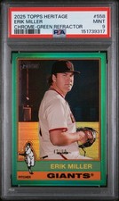ERIK MILLER /99 GREEN CHROME REFRACTOR GIANTS 2025 TOPPS HERITAGE PSA 9 MINT