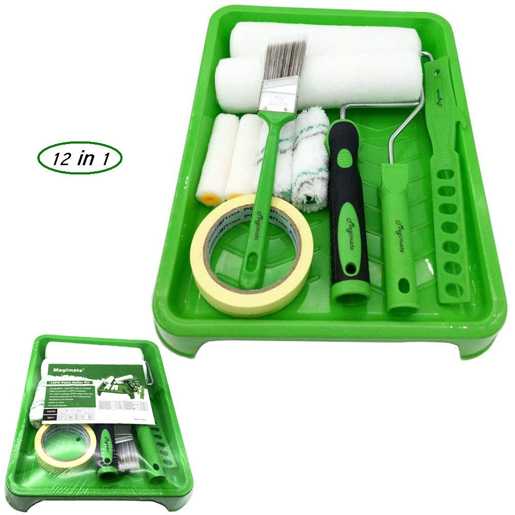 Magimate Paint Roller Kit with Tray Large Paint Roller Small Stain Roller and...