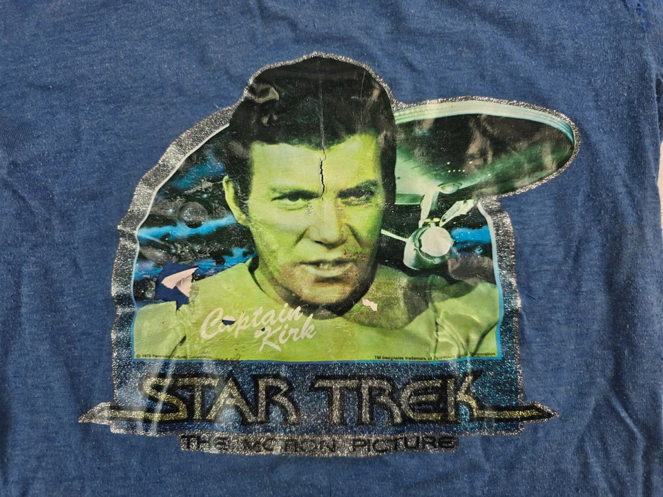 Vintage 1979 Star Trek Captain Kirk T-shirt Kids Size Medium 12/14 -peeling - Image 2 of 4