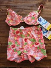 KRISTA Separates Women 2 Piece Bathing Suit Bikini Top Cover-up Bottoms Size 6