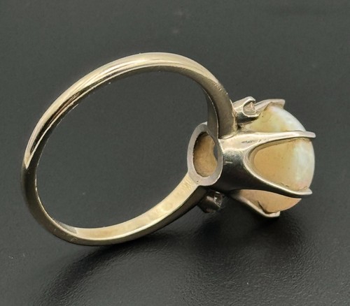 Vintage 14k Champagne Gold Ring w Opal Cabochon Sz.8.25 (NeW) - Picture 7 of 9