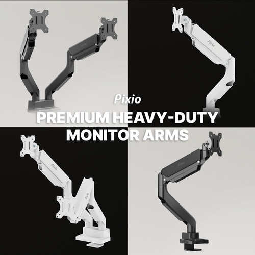 Pixio PS2D Dual and PS2S Single Heavy-Duty Monitor Arms 75x75mm 100x100mm
