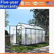 🌳🔥6x10 FT Greenhouse Quick Setup Structure and Roof Vent Walk-in Greenhouse