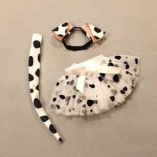 Dalmatian Baby Halloween Costume Ears Headband Tutu Tail Iron On Spots Infant