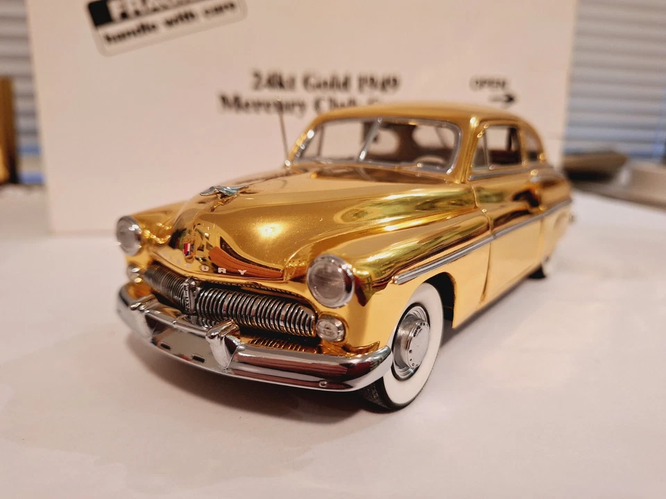 Danbury Mint 24K Золото 1949 Mercury Club Coupe, 1:24, с Деревянной Выставочной Базой!! - Изображение 2 из 4