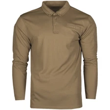 Mil-Tec Tactical Long Sleeve Quick Dry Polo Shirt Mens Outdoor Top Dark Coyote