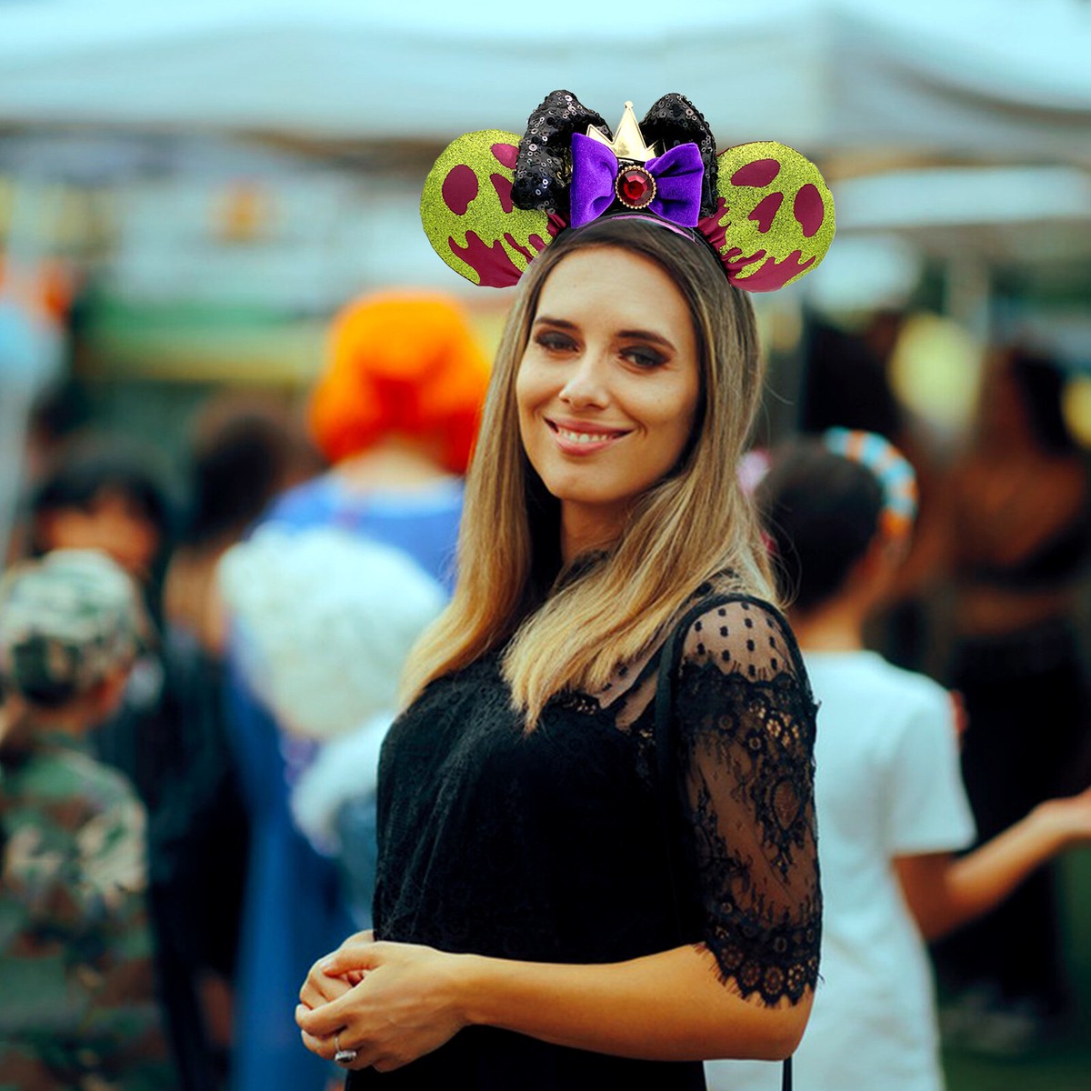 Disney Parks Poison Apple Ears Snow White Evil Queen Mickey Bow Ears Headband DisneyParks Poison Apple Ears Snow White Evil Queen MInnie  main image 2