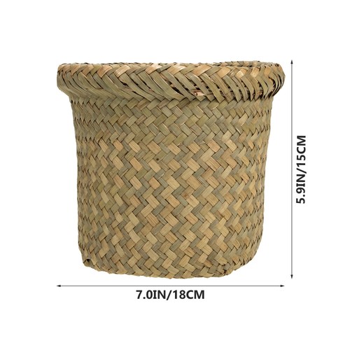 Storage Basket Decorative Wastebasket Woven Bathroom Round Small Baskets - Bild 11 von 12