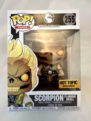 FUNKO POP 255 SCOPION FLAMING SKULL MORTAL KOMBAT HOT TOPIC HT EXCLUSIVE