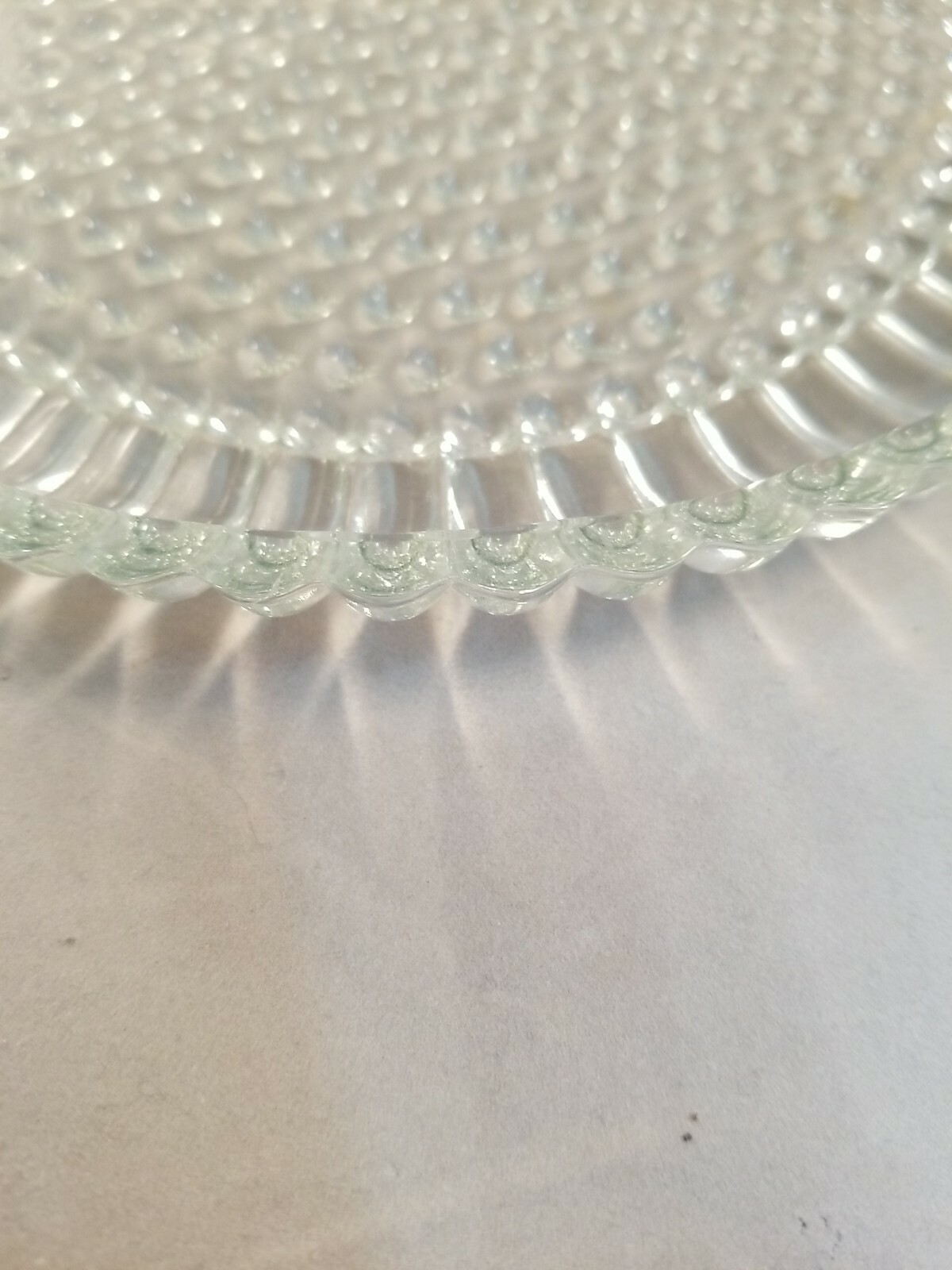 EUC Antique Vintage Jeanette Hobnail Clear Glass Round Plate with Handles 8" 