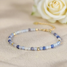 Dainty Blue Aventurine 2mm Tiny Beads Healing Simple Crystal Gemstone Bracelet