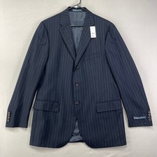 Polo Ralph Lauren Blazer Jacket Mens 42L VTG Navy Wool Pinstripe 3-Button Italy