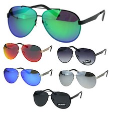 Polarized Mirror Exposed Edge Luxury Designer Pilots Metal Rim Sunglasses