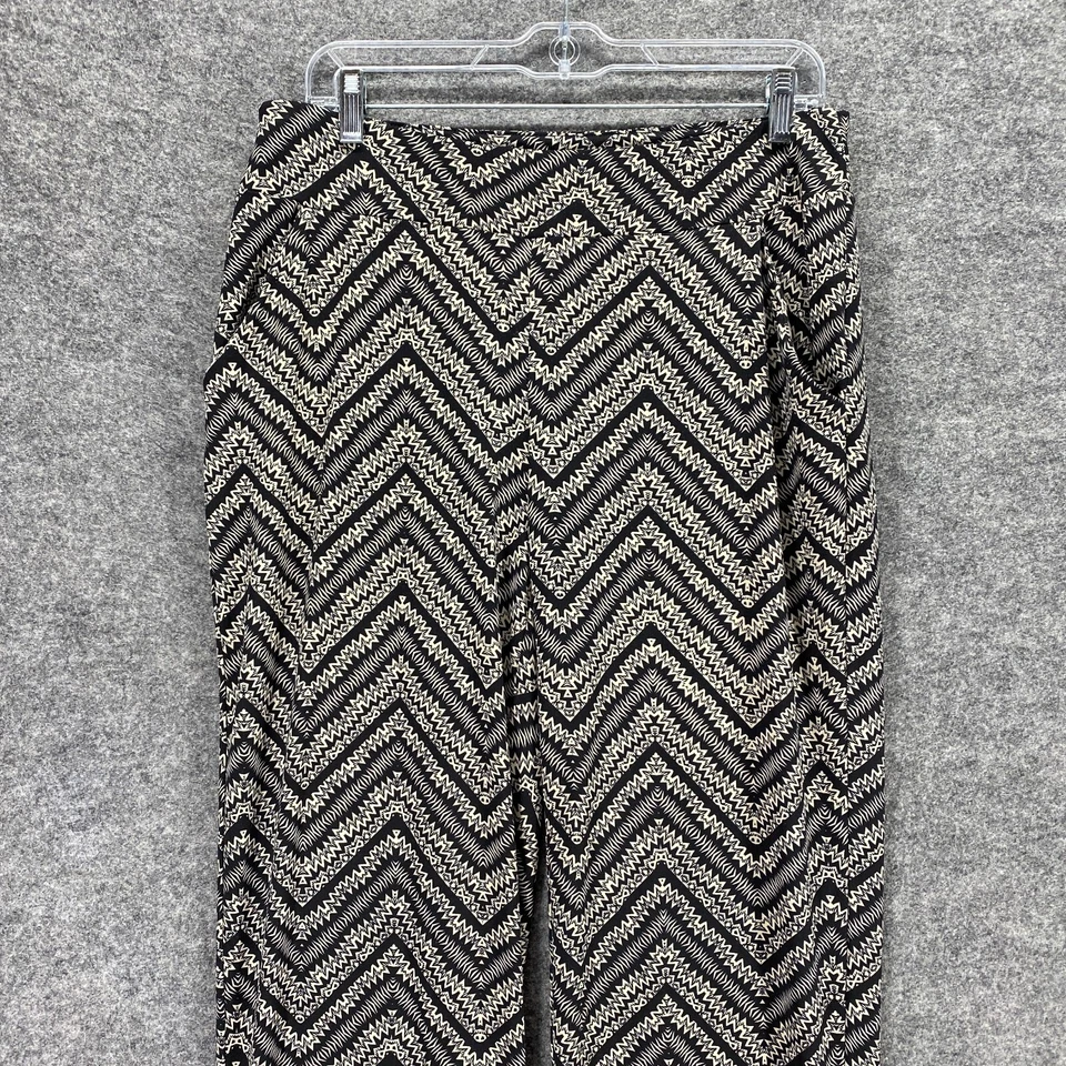 Pantalones de chándal John Paul Richard para mujer M negros beige geométricos tiro alto Foto 3 de 4