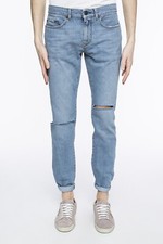 New SAINT LAURENT Paris Blue DISTRESSED LOW-WAIST Skinny Jeans 32 D02 M/SK-LW