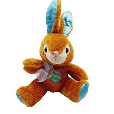 Dan Dee Collectors Choice Brown Tan Easter Bunny Egg Blue Silky Feet  Ears 6"