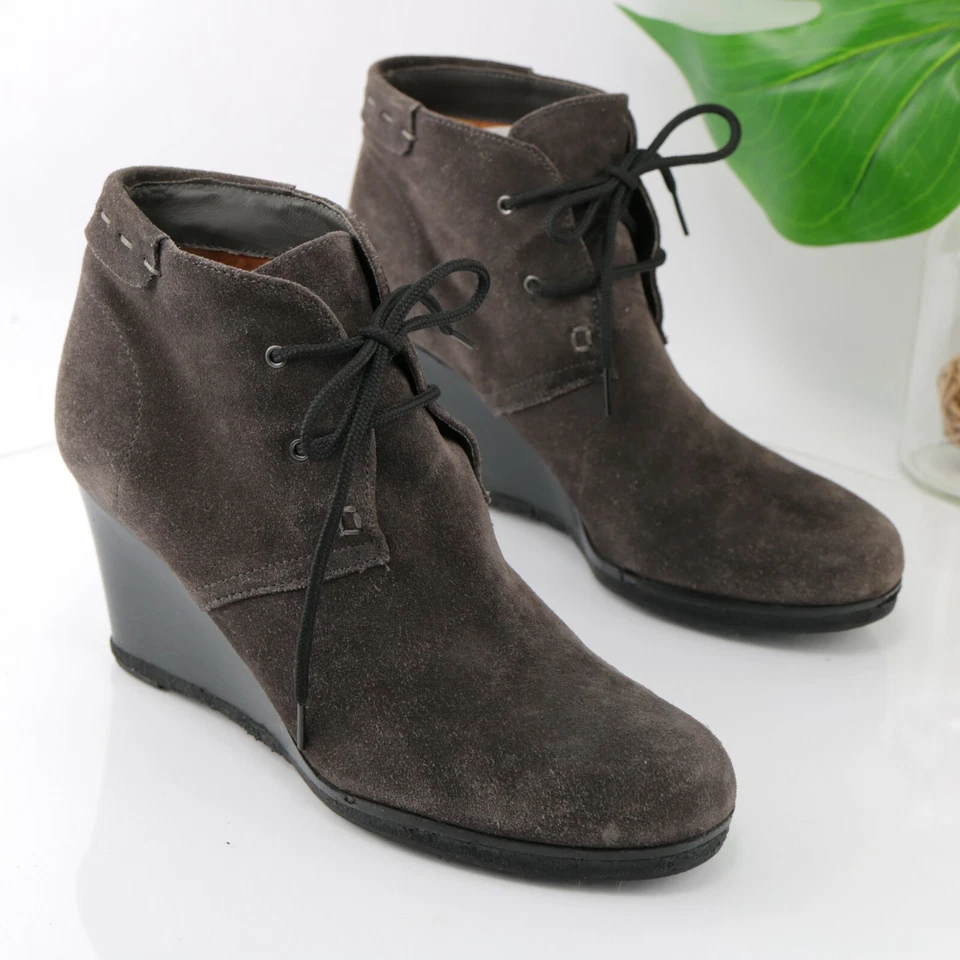 Via Spiga Women's Mirren Boot Size 9 Wedge Heel Lace-Up Gray Suede Comfy Boho - Image 2 of 4