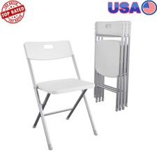 Folding Chairs 4 Pack Steel Frame Resin Seat Comfortable Indoor Outdoor New