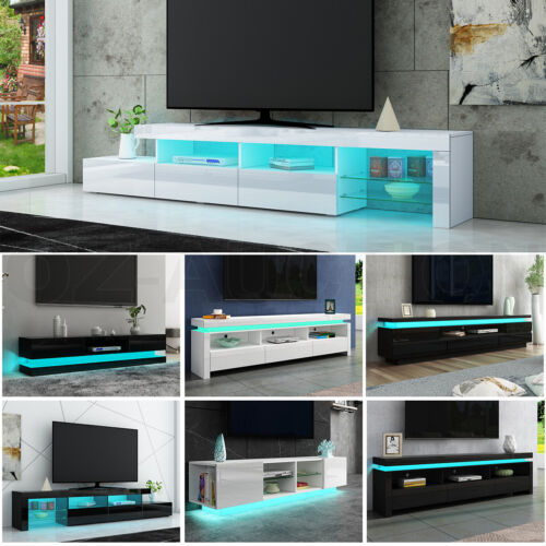 180/200/240cm TV Stand Cabinet Wooden Entertainment Unit Storage with RGB LED - Picture 1 of 194