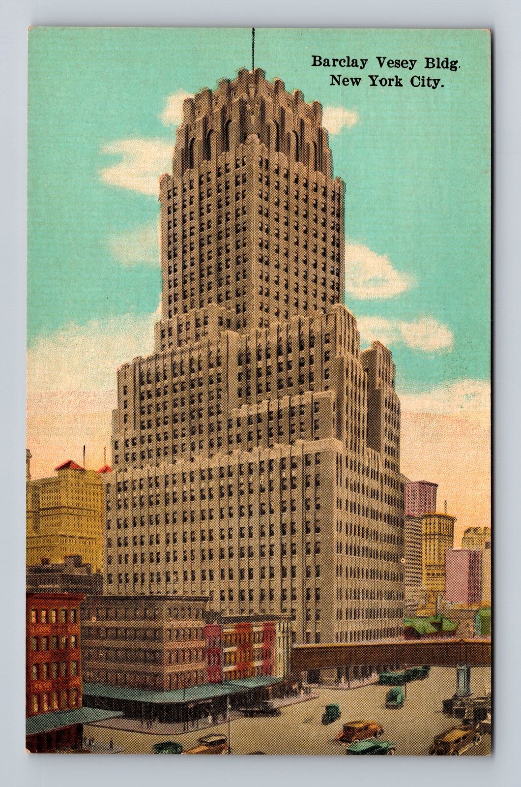 New York City NY-Barclay Vesey Building, Souvenir, Vintage Postcard