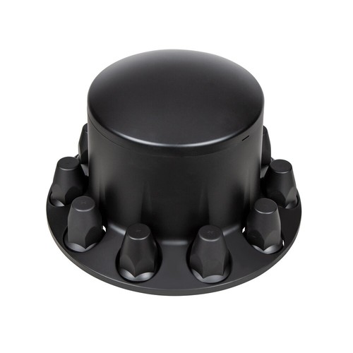 Matte Black Dome Rear Axle Cover w/ 33mm Threadon Nut Covers for Semi