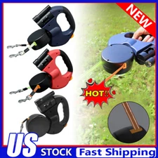 Retractable Reflective Dual Pet Leash Lead 360° Swivel Double Dog Walking Leash