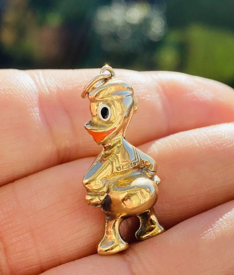 Vintage Georg Jensen 9k 9ct Gold Donald Duck Pendant Charm London 1975, Rare - Image 2 of 4