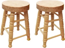 Miniature Counter Stool Dollhouse Furniture 2 Pcs/Pack Wood Chair for Crafts Des