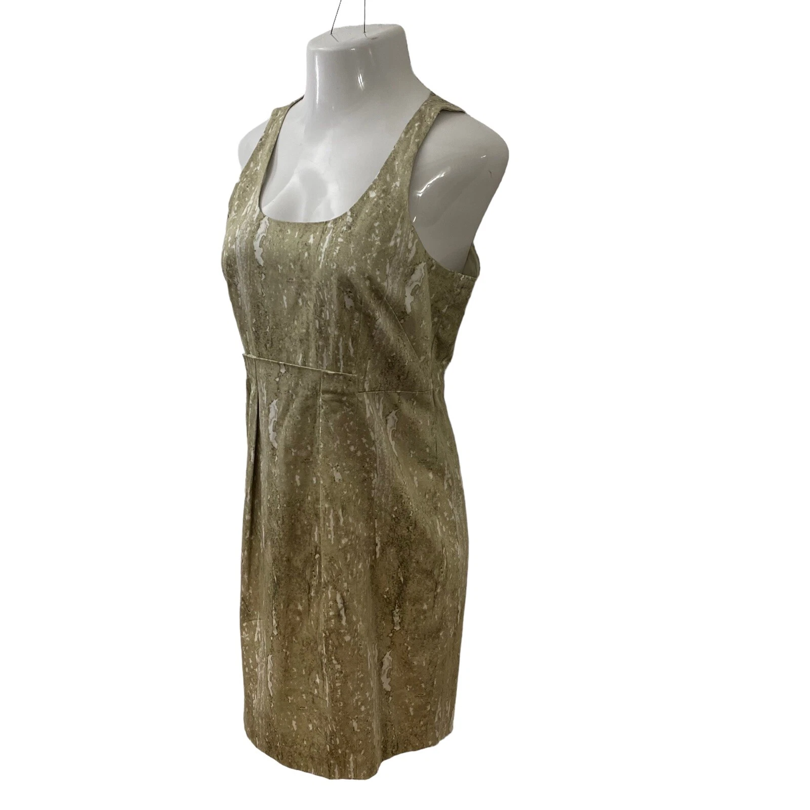 Abito Michael Kors donna taglia 10 tubino smanicato kaki lavoro ufficio festa