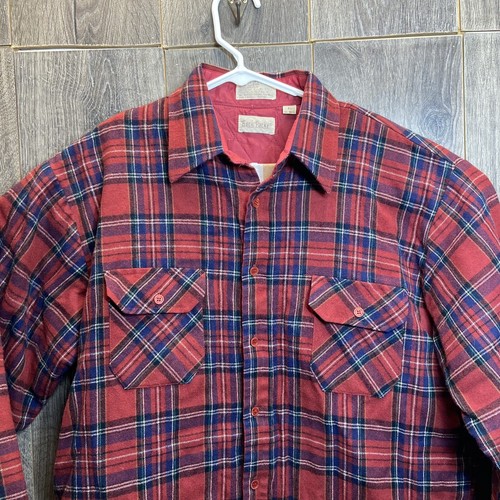 Back Packer Mens L Red Blue Plaid Lined 