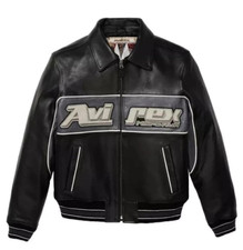 Giubbotto Uomo Avirex Nitro Run NYC 75 Eagle Nero Bomber Pelle Giacca Varsity