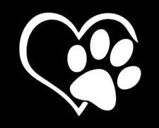 Heart Paw Sticker Vinyl Decal - Dog Cat Pet Puppy Love Wall Decor Car Window
