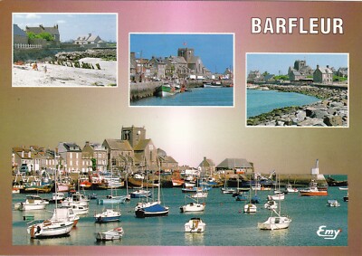 BARFLEUR, FRANKREICH - MEHRANSICHT FARBIGE POSTKARTE