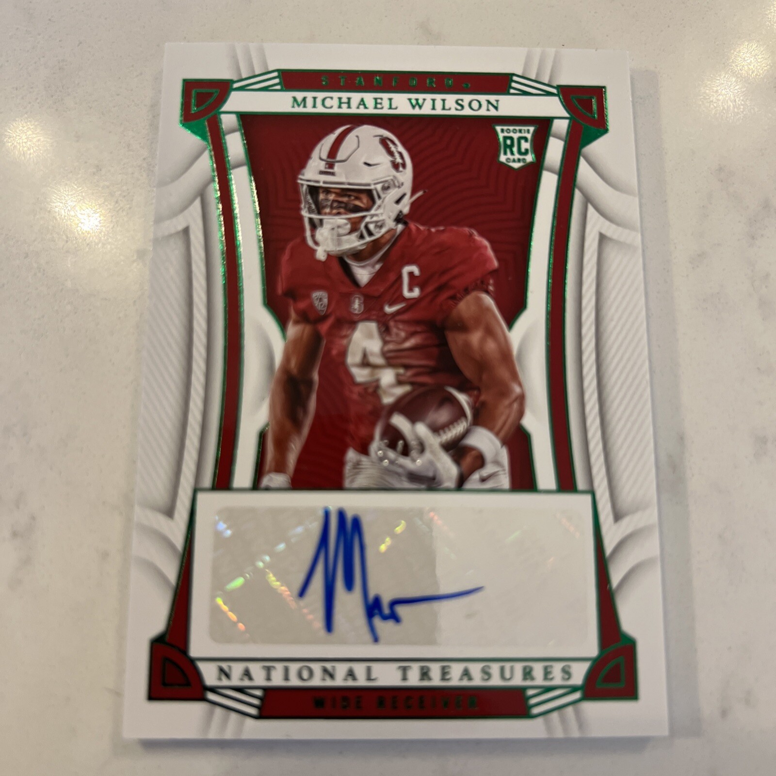 Michael Wilson Panini National Treasures Collegiate Rookie Signatures #RSMIW Emerald