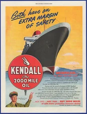 Vintage 1946 KENDALL Motor Oil Garage Gas Station Ephemera 1940's Print Ad