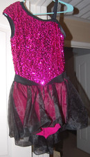 Weissman Dance Costume Size MA Adult 64830 Black Pink Sequin