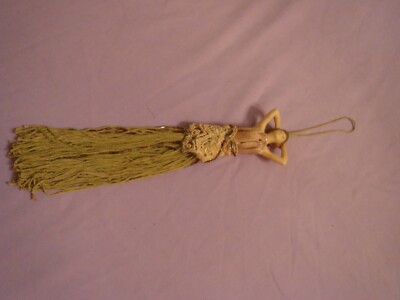 antike Vintage Art Deco Half Doll Keramik mit Hänger Perlen