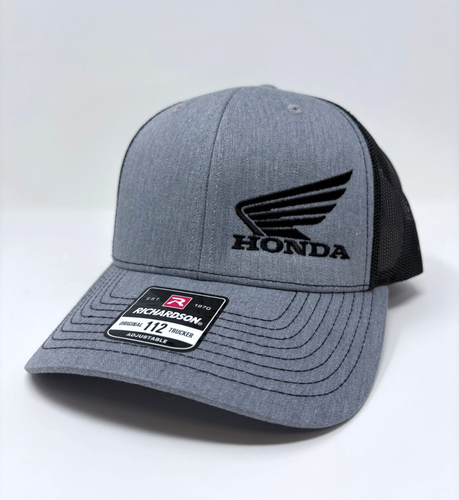 Honda Wing Embroidered RICHARDSON 112 Trucker Snapback Hat Grey/Black BRAND NEW - Picture 2 of 5