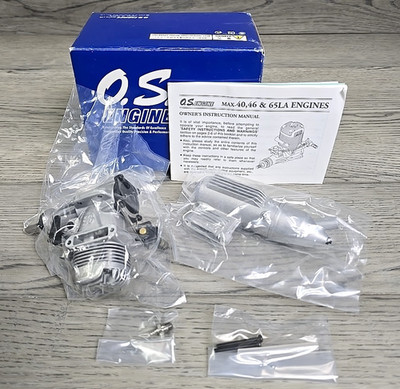 O.S. Engine MAX 40LA Silver Engine w/ Muffler # 13381 Glow Airplane - New in Box