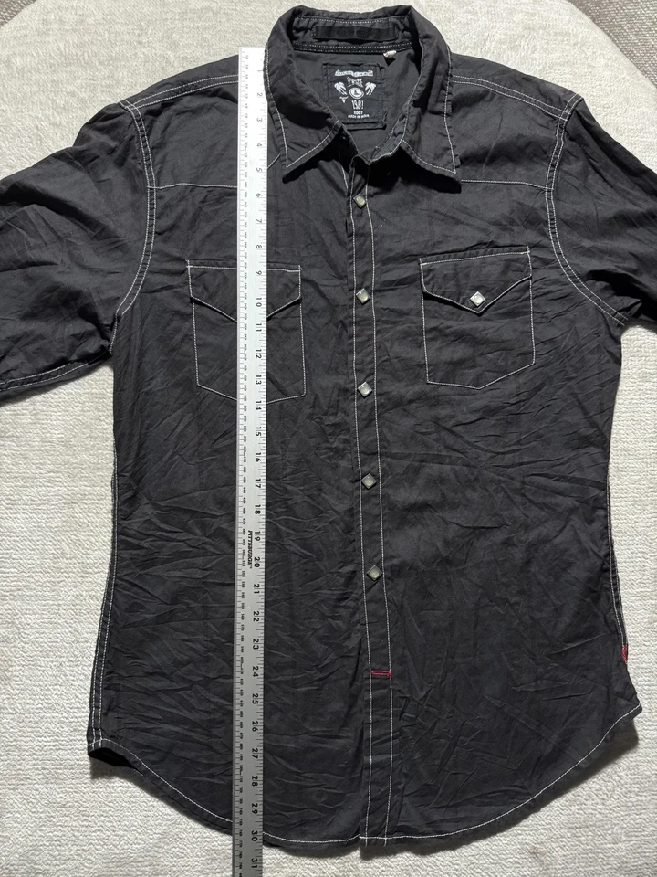 Guess Jeans 1981 Shirt Mens Large Black Western Snap Front Contrast Stitch Yoke - Image 4 of 4