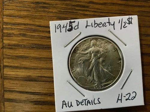 1945d walking liberty half dollar high grade AU details H22