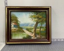 Unsigned Vintage Landscape Oil Painting 10.5x12.5 Impressionist Style Framed