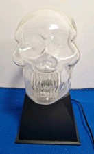 Vintage Halloween Color-Changing Glass Plasma Skull Lamp Electric Head Decor