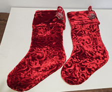 Red Velvet Embossed Christmas Stockings 19  S...