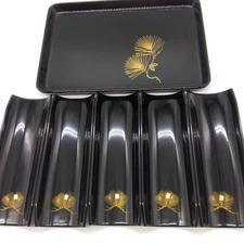 Echizen Urushi Gift Tray 8 Sun Tomita Tateyama and Oshibori Set 5pcs