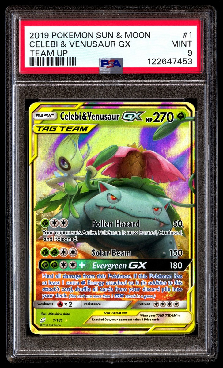 PSA 9 Celebi & Venusaur GX 1 Pokemon Sun Moon Team Up 2019 | eBay