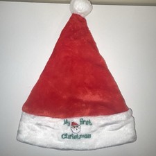 My First Christmas One Size Infant Santa Hat - Newborn Red  White Fleece