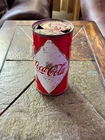 VINTAGE COCA COLA DIAMOND LOGO CAN BANK 12oz RED WHITE STEEL RUSTED 1960s