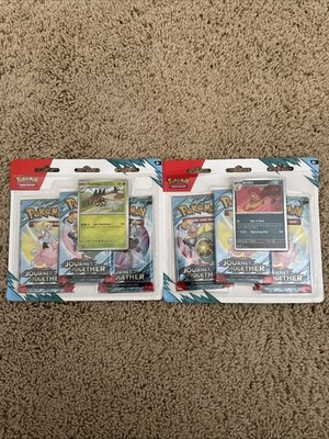 Pokemon Journey Together SV09 Set of 2 Scrafty & Yanmega 3-Pack Blister Sealed