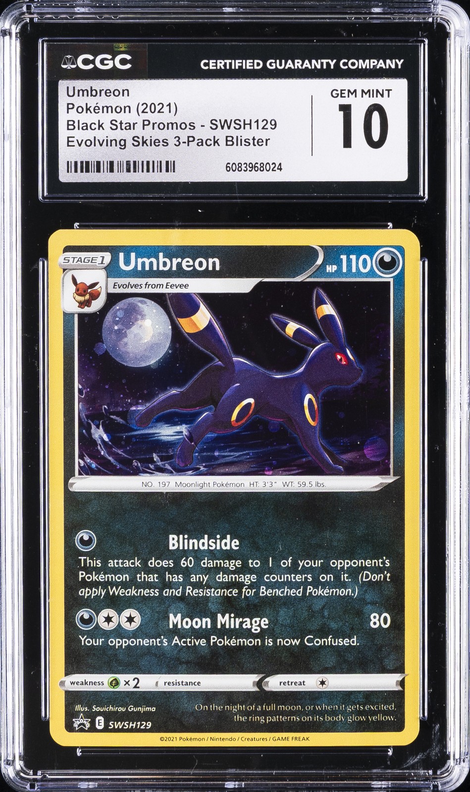 2021 POKÉMON BLACK STAR PROMOS #SWSH129 UMBREON CGC 10 GEM MINT